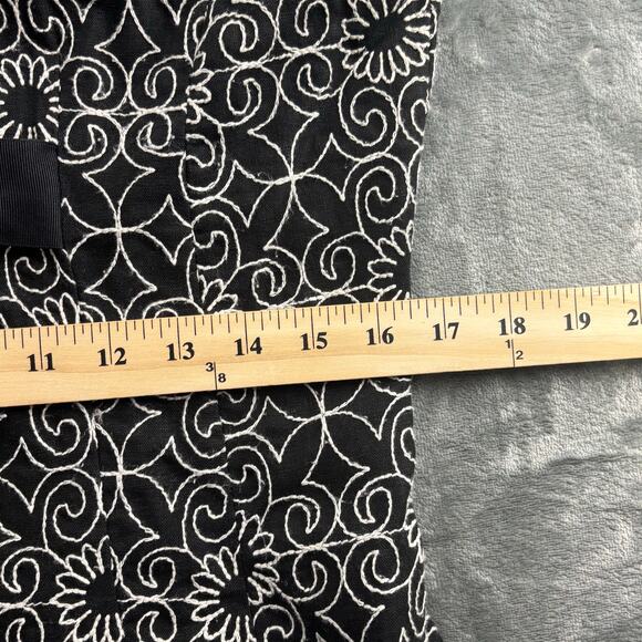 Linen Suit Women’s 6 Bandolino Jacket Skirt Embroidered Floral Corp Black White - Picture 9 of 15